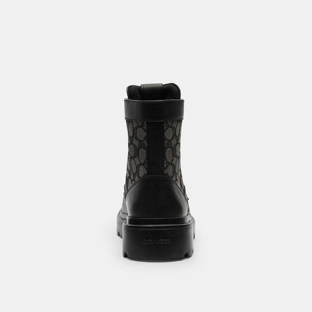 Coach Royce Sig Black Monogram Combat Boots - Picture 6 of 16